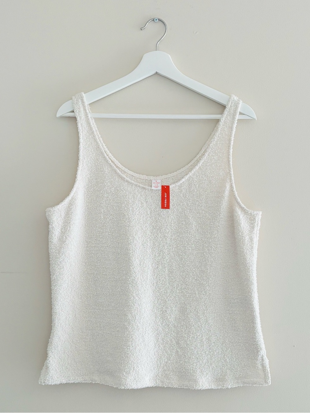 NWT Joe Fresh Plush Terry-Cloth-Textured Tank Top Size Large Cream/Off-White